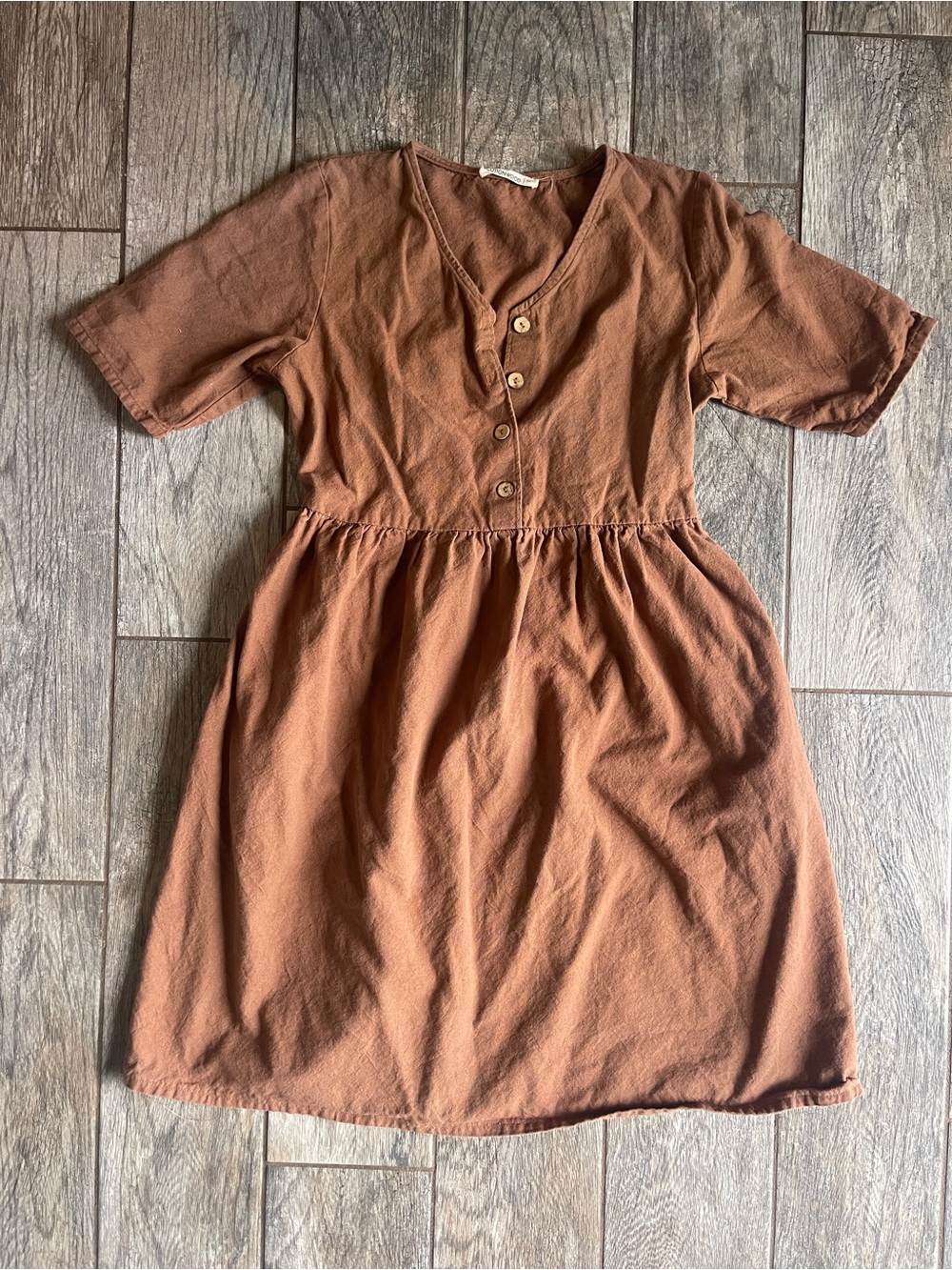 Little Cottonwood Short Sleeve Button Front Dress in Rust